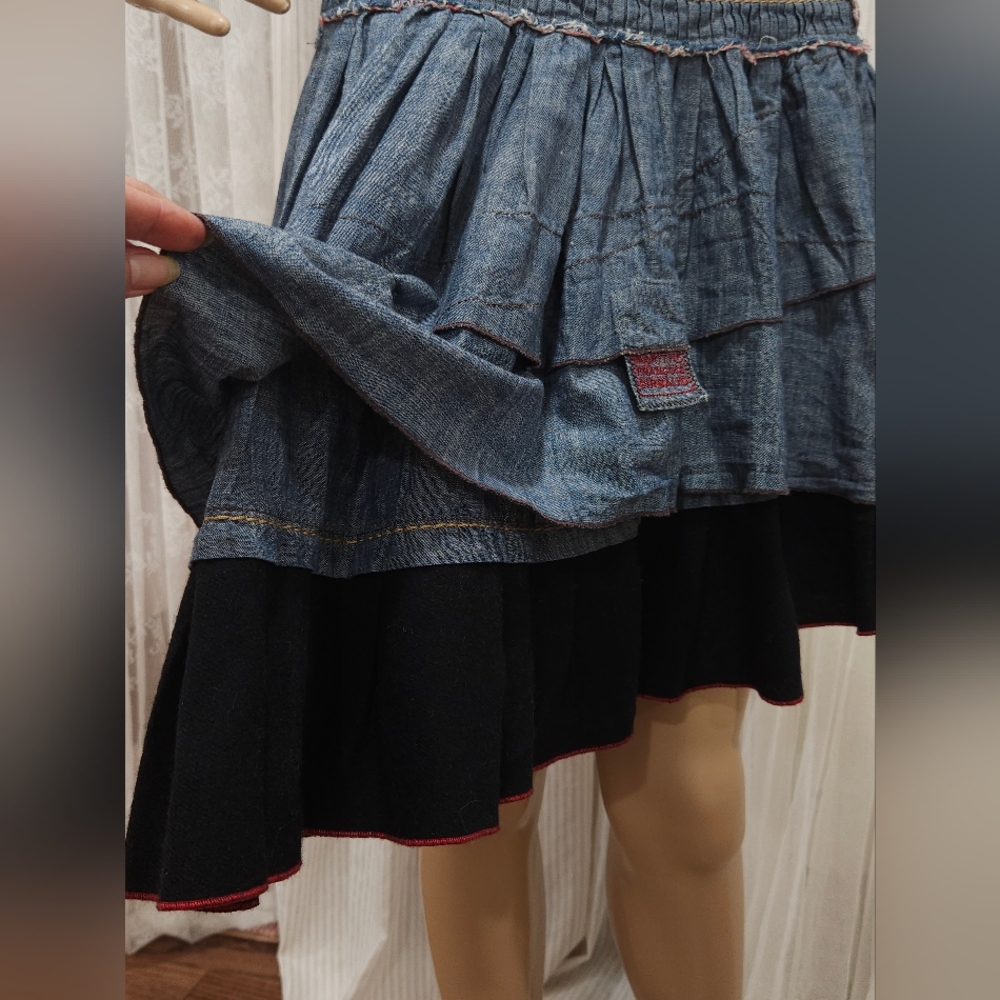 Vintage MARITHÉ & FRANÇOIS GIRBAUD Wool Blend Patchwork Multi-Layered Skirt - Picture 8 of 16